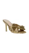 Loeffler Randall Claudia Pleated Skinny Heel Mule In Gold Golden Metallic In Gold