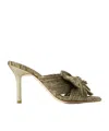 Loeffler Randall Claudia Pleated Skinny Heel Mule In Gold Golden Metallic In Brown