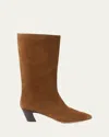 Loeffler Randall Cleo Suede Mid Boots In Cacao
