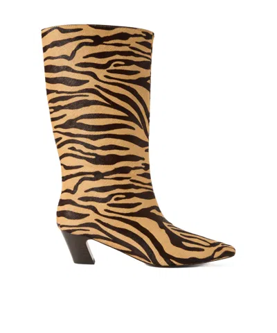 Loeffler Randall Cleo Zebra-print Calf Hair Knee Boots In Nude