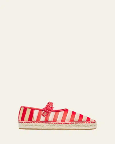Loeffler Randall Clover Striped Mesh Mary Jane Espadrilles In Multi