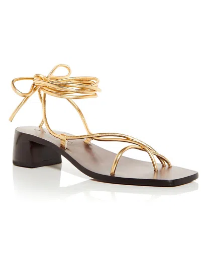 Loeffler Randall Coby Womens Leather Metallic Slingback Sandals In Gold