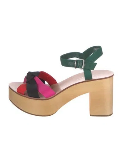 Pre-owned Loeffler Randall Colorblock Pattern Pumps In Green