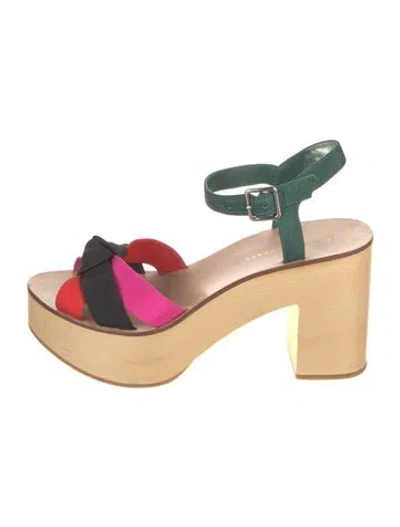 Pre-owned Loeffler Randall Colorblock Pattern Sandals In Pink