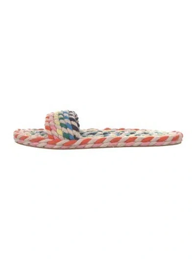 Pre-owned Loeffler Randall Colorblock Pattern Slides In Red