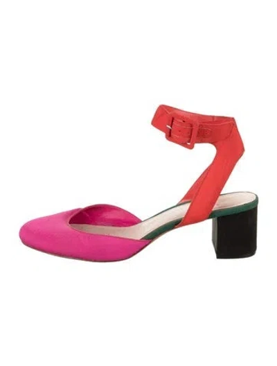 Pre-owned Loeffler Randall Colorblock Pattern Slingback Pumps In Pink