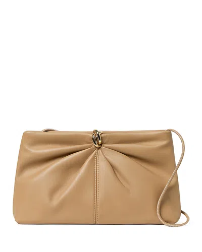 Loeffler Randall Corrine Gathered Leather Clutch In Brown