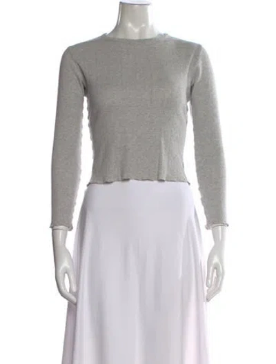 Pre-owned Loeffler Randall Crew Neck Long Sleeve Top In Gray