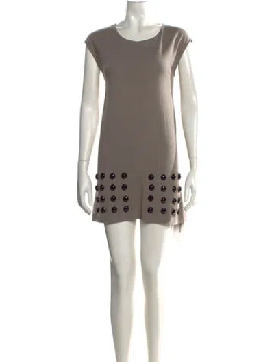 Pre-owned Loeffler Randall Crew Neck Mini Dress In Neutral