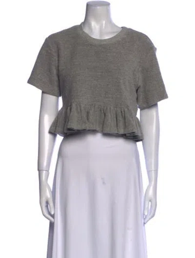 Pre-owned Loeffler Randall Crew Neck Short Sleeve Crop Top In Gray