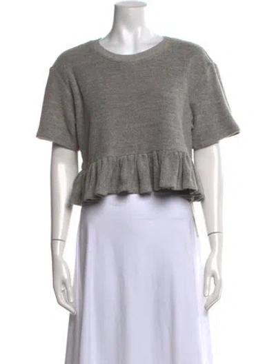 Pre-owned Loeffler Randall Crew Neck Short Sleeve Crop Top In Grey