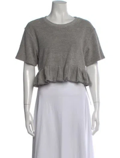 Pre-owned Loeffler Randall Crew Neck Short Sleeve Crop Top W/ Tags In Gray