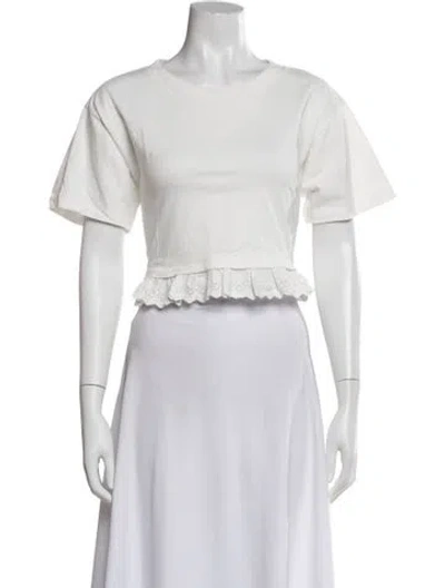 Pre-owned Loeffler Randall Crew Neck Short Sleeve Crop Top In White