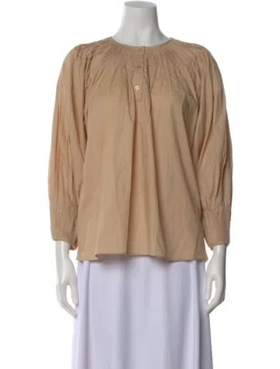Pre-owned Loeffler Randall Crew Neck Three-quarter Sleeve Blouse In Neutral