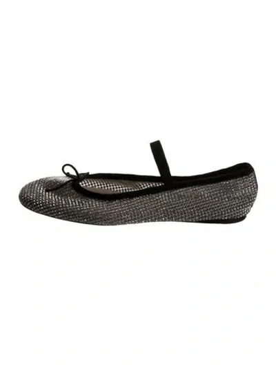 Pre-owned Loeffler Randall Crystal Patterned Ballet Flats In Silver