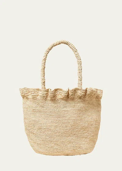 Loeffler Randall Cyrus Ruffled Raffia Tote Bag In Natural Raffia