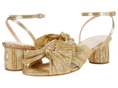 Loeffler Randall Dahlia Pleated Knot Mule With Ankle Strap High In Gold