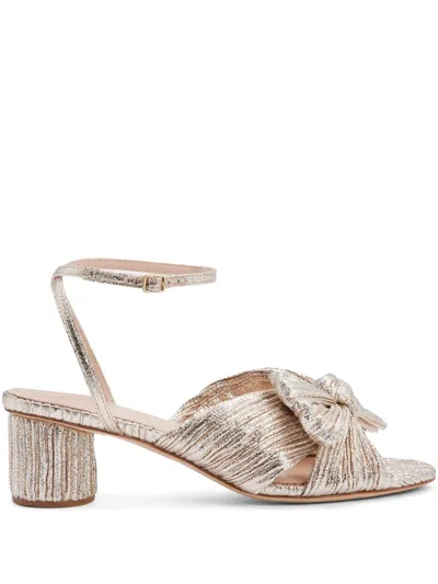 Loeffler Randall Dahlia Pleated Knot Mules Champagne In Multi