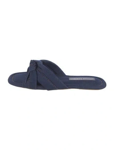 Pre-owned Loeffler Randall Denim Slides In Blue