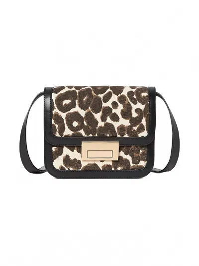 Loeffler Randall Desi Crossbody W/ Lock Hardware In Black/leopard