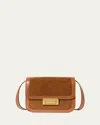 Loeffler Randall Desi Flap Suede And Leather Crossbody Bag In Cacao