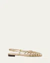 Loeffler Randall Devon Lattice Metallic Leather Slingback Sandals In Gold