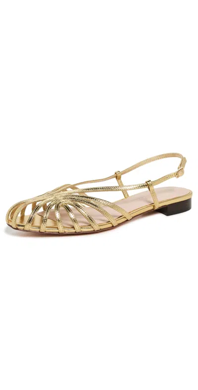 LOEFFLER RANDALL DEVON LATTICE SLINGBACK SANDALS GOLD