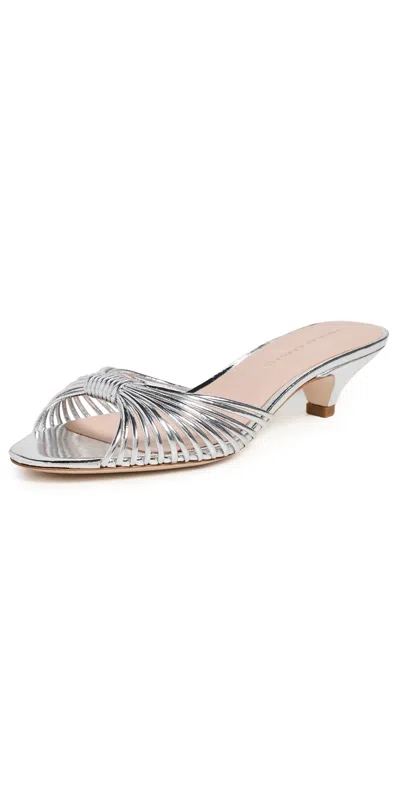 Loeffler Randall Dixie Strappy Kitten Heel Sandal In Silver