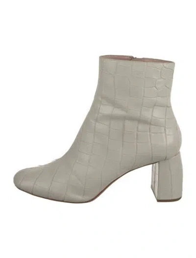 Pre-owned Loeffler Randall Embossed Leather Animal Print Boots In Neutral