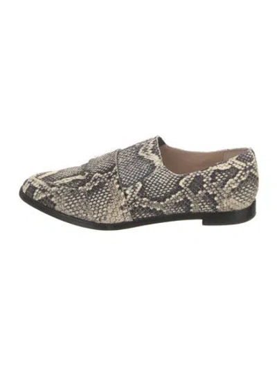 Pre-owned Loeffler Randall Embossed Leather Animal Print Loafers In Neutral