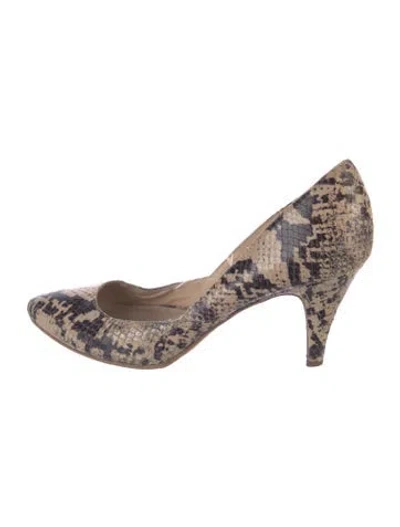Pre-owned Loeffler Randall Embossed Leather Animal Print Pumps In Neutral