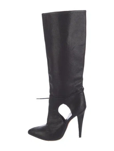 Pre-owned Loeffler Randall Embossed Leather Boots In Blue