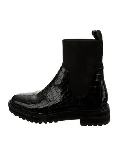 Pre-owned Loeffler Randall Embossed Leather Chelsea Boots In Black
