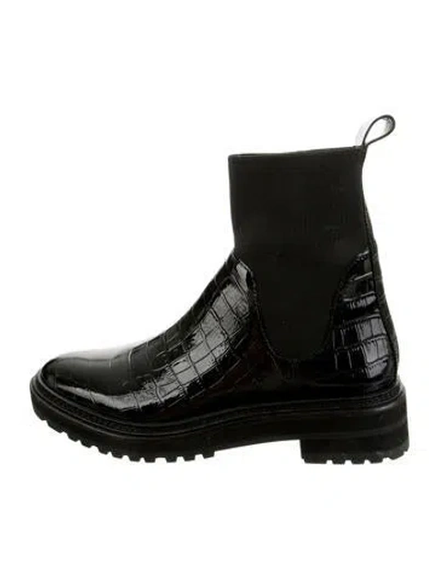 Pre-owned Loeffler Randall Embossed Leather Chelsea Boots In Black