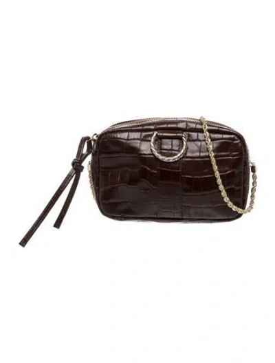 Pre-owned Loeffler Randall Embossed Leather Clutch In Brown