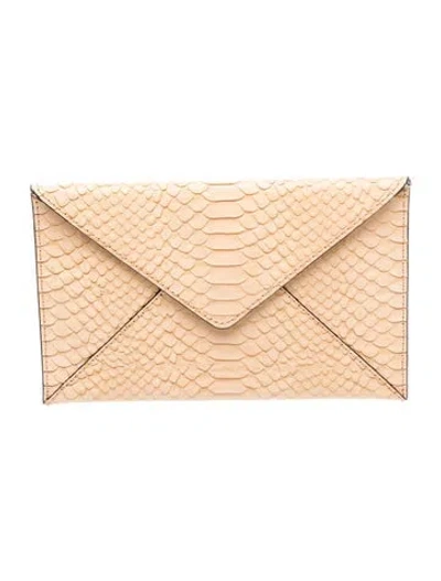 Pre-owned Loeffler Randall Embossed Leather Clutch In Neutrals