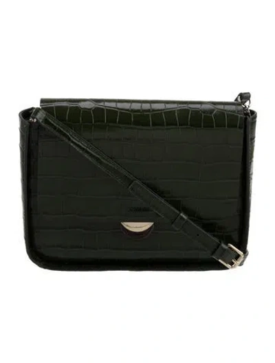 Pre-owned Loeffler Randall Embossed Leather Crossbody Bag In Green