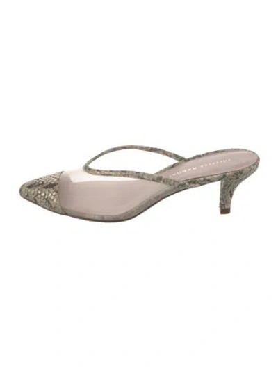 Pre-owned Loeffler Randall Embossed Leather Floral Print Mules In Transparent