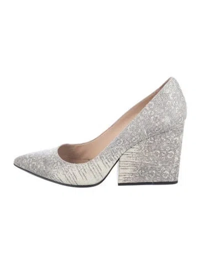 Pre-owned Loeffler Randall Embossed Leather Pumps In Gray