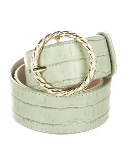 Pre-owned Loeffler Randall Embossed Leather Waist Belt In Green