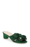 Loeffler Randall Emilia Pleated Knot Slide Sandals In Emerald