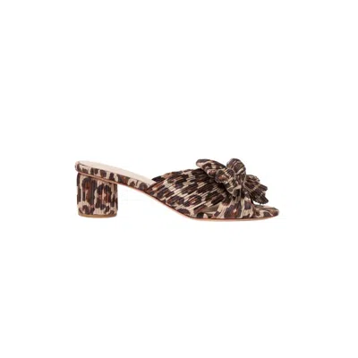 Loeffler Randall Emilia Leopard Pleated Bow Sandal In Leopard Brown
