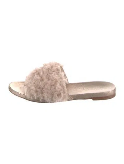 Pre-owned Loeffler Randall Faux Fur Faux Fur Trim Slides