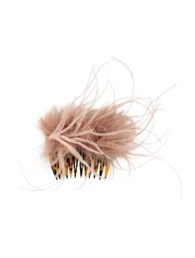Pre-owned Loeffler Randall Feather Hair Clip In Pink