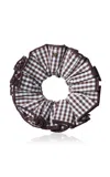 Loeffler Randall Felice Gingham Cotton Scrunchie In Brown