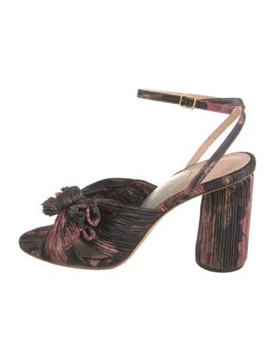 Pre-owned Loeffler Randall Floral Print Bow Accents Sandals In Multi