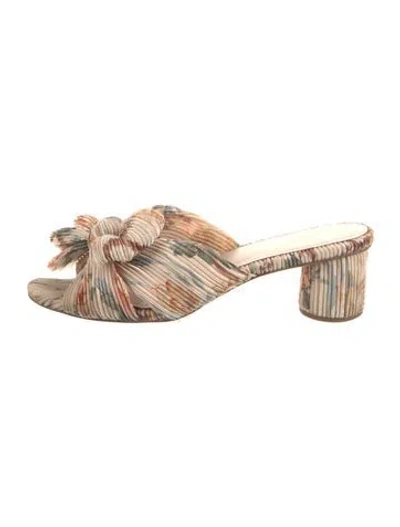Pre-owned Loeffler Randall Floral Print Bow Accents Slides In Neutral
