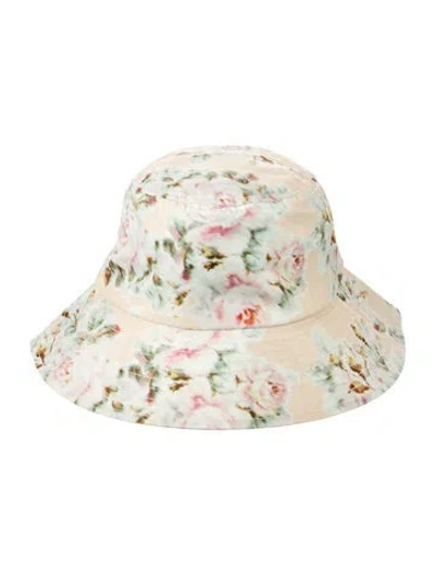 Pre-owned Loeffler Randall Floral Print Bucket Hat In Multi