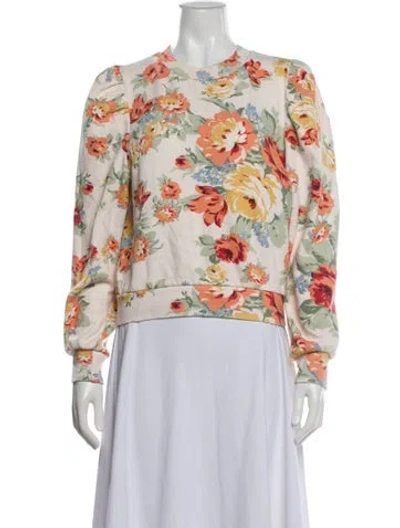 Pre-owned Loeffler Randall Floral Print Crew Neck Sweatshirt In Multi