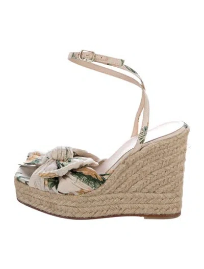 Pre-owned Loeffler Randall Floral Print Espadrilles In Neutral